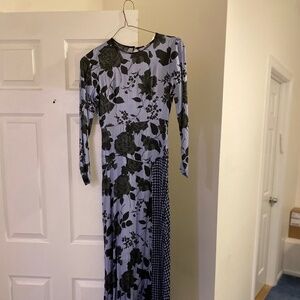 light blue floral long dress